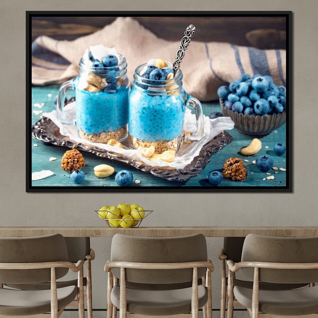 Chia Seeds & Blueberries Pudding Canvas Wall Art