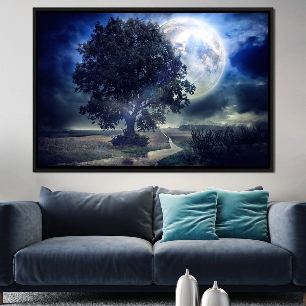 Giant Moon Summer Night Canvas Wall Art