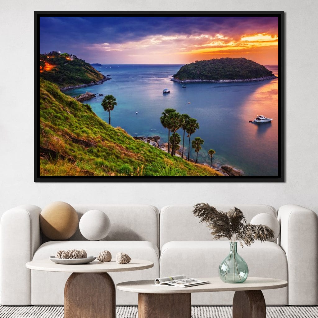 Boats Watching The Sunset Canvas Wall Art