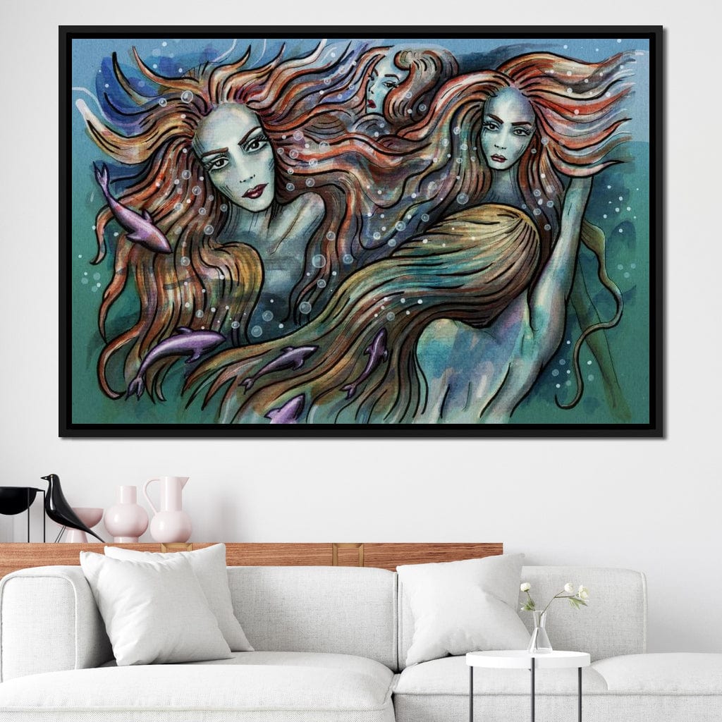 The 4 Mermaids Canvas Wall Art