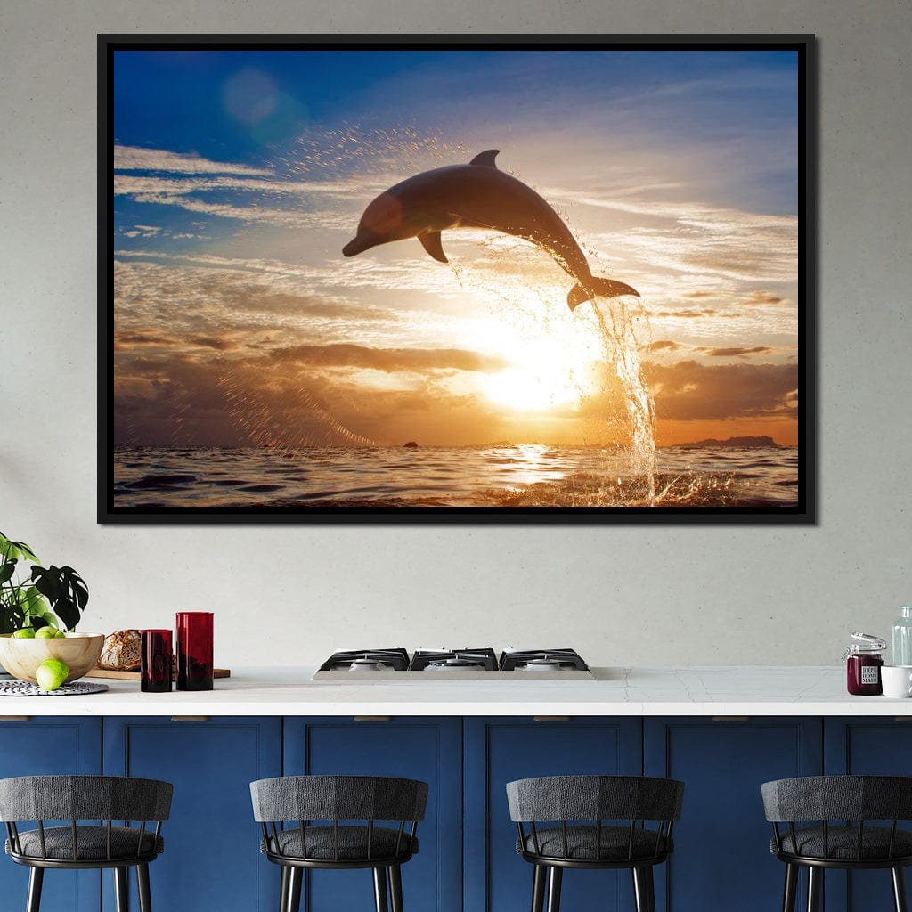 Leaping Dolphin Canvas Wall Art