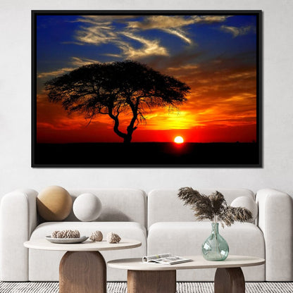 African Landscape Sunset Canvas Wall Art