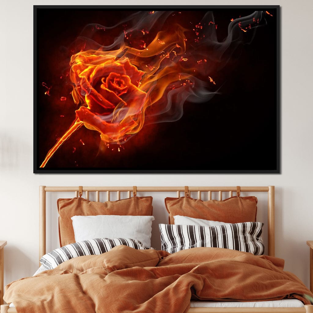 Rose on Fire Canvas Wall Art