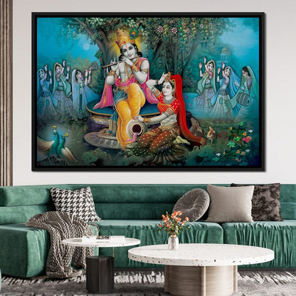Radha & Krishna Love Tree Canvas Wall Art