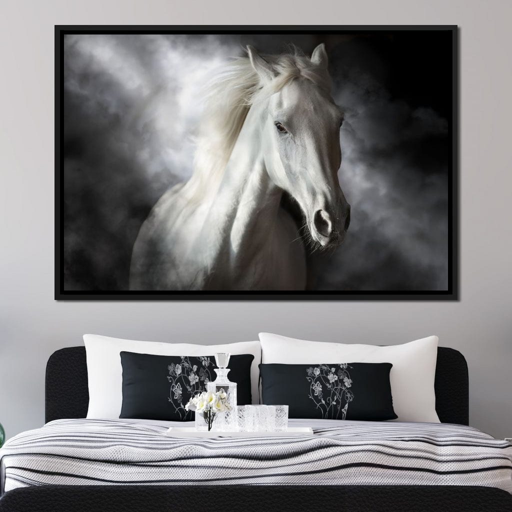 White Stallion Canvas Wall Art