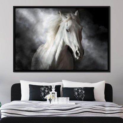 White Stallion Canvas Wall Art