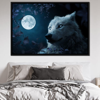 Wolf Full Moon Canvas Wall Art