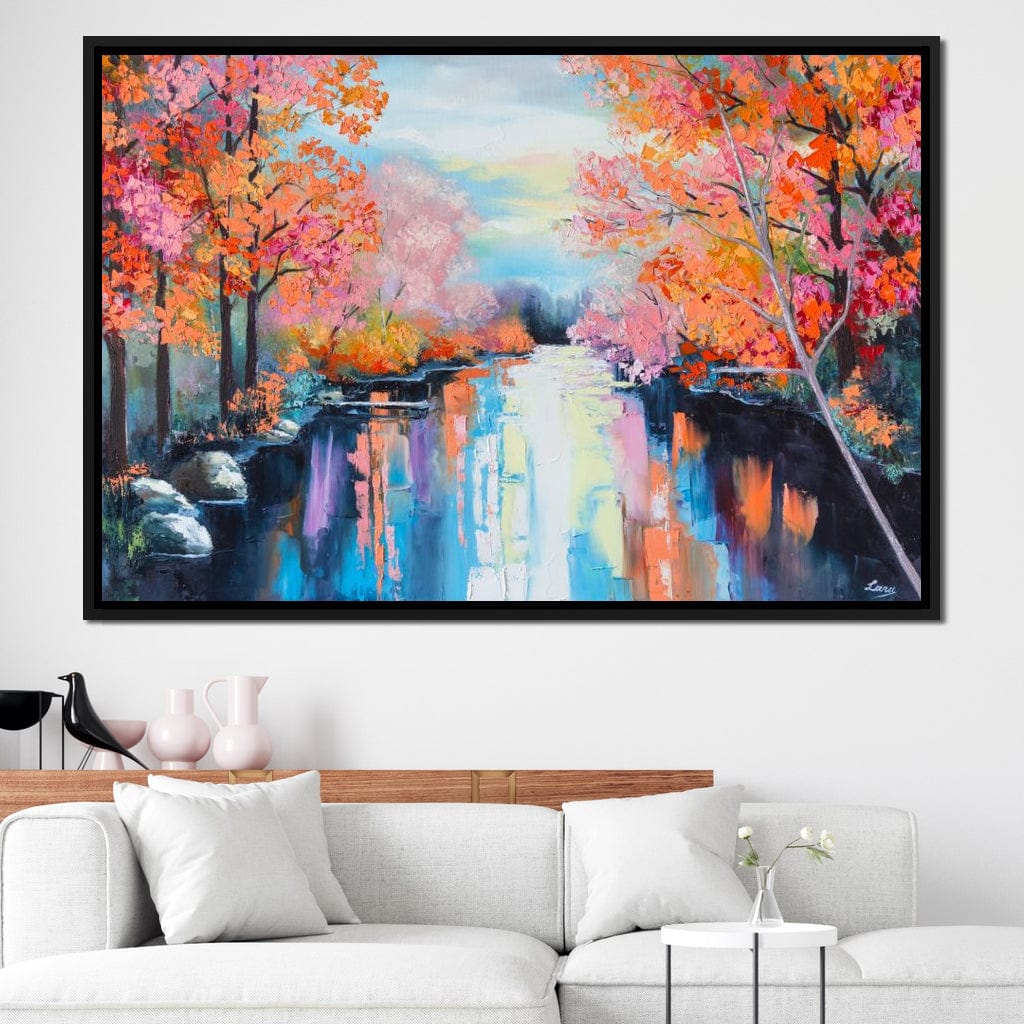 Autumn Stream Pastel Canvas Wall Art