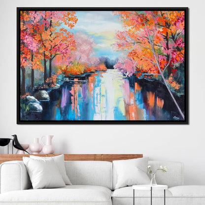 Autumn Stream Pastel Canvas Wall Art