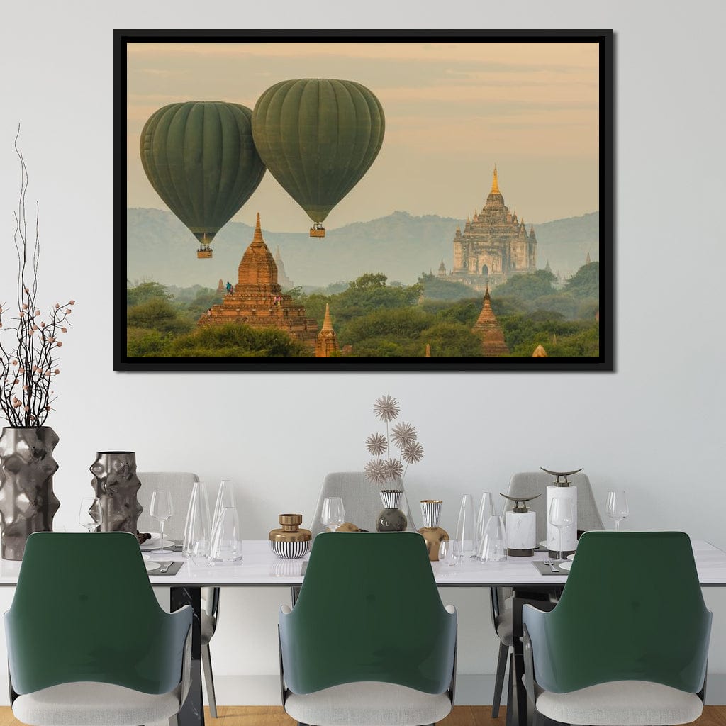 Hot Air Balloon over The Ancient Temples of Bagan Canvas Wall Art