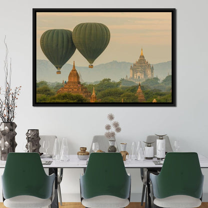 Hot Air Balloon over The Ancient Temples of Bagan Canvas Wall Art