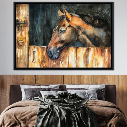Horse in the Stable Canvas Wall Art
