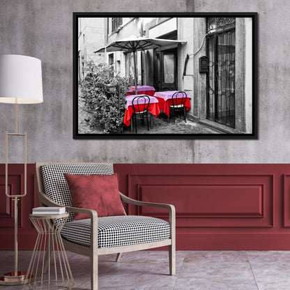 Red Tables In Rome Canvas Wall Art