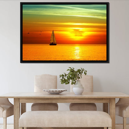 Sailing Boat Sunset Canvas Wall Art