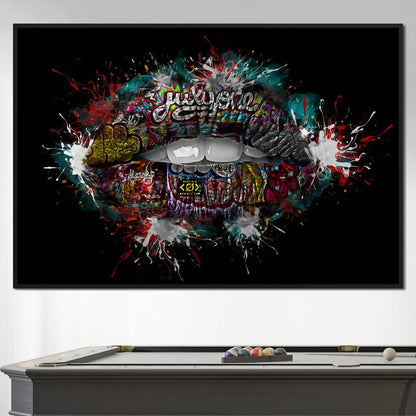 Graffiti Lips Canvas Wall Art
