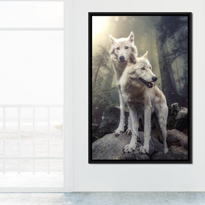 Double Wolves Canvas Wall Art