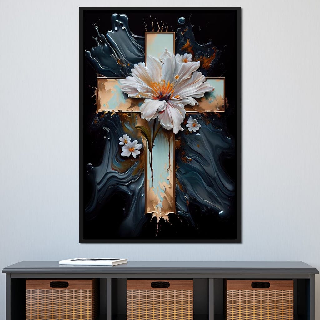 Floral Cross 02 Canvas Wall Art