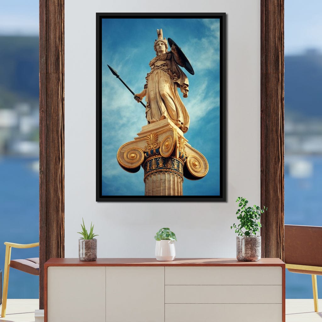 Athena Statue in Athens Canvas Wall Art