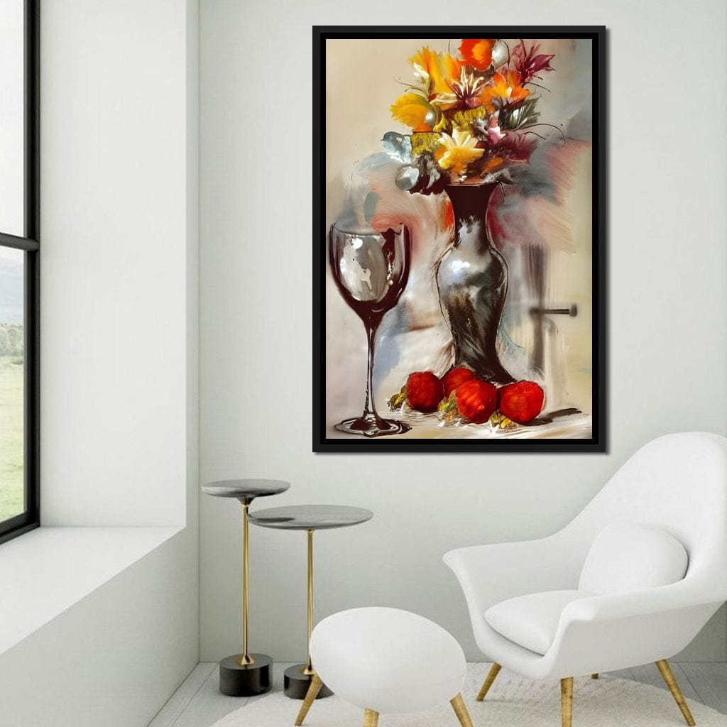 Abstract Wine & Flowers 02 Canvas Wall Art