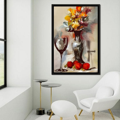 Abstract Wine & Flowers 02 Canvas Wall Art