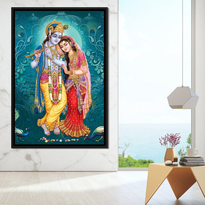 Radha & Krishna Couple Canvas Wall Art