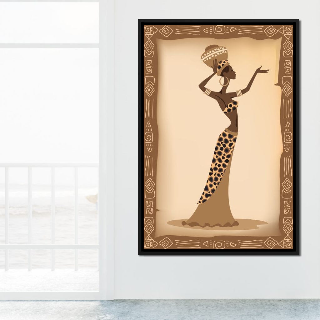 Traditional African Woman With Leopard Dress Canvas Wall Art