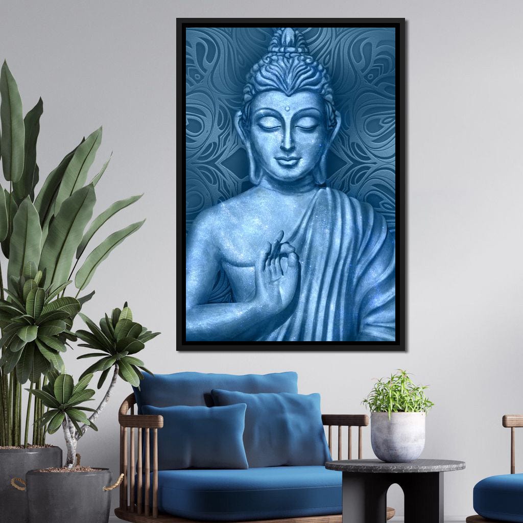 Blue Meditating Buddha Canvas Wall Art