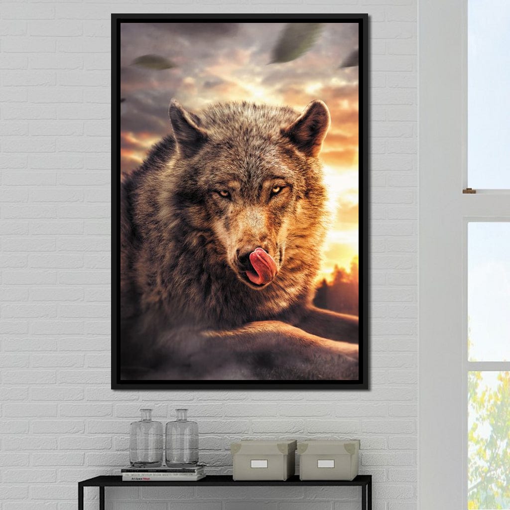 Wolf Sunset Canvas Wall Art