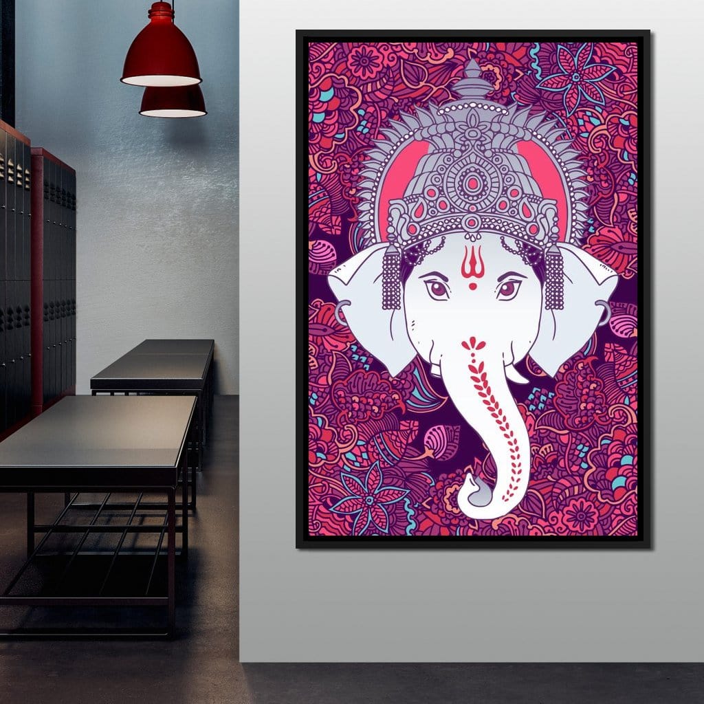 Hindu Lord Ganesha in Pink Canvas Wall Art