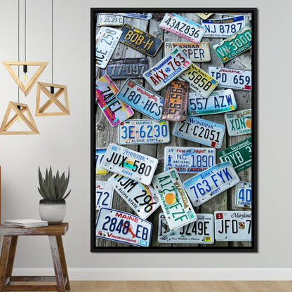 License Plates Canvas Wall Art