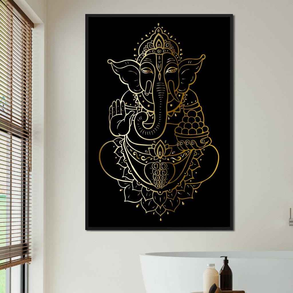 Golden Ganesha Canvas Wall Art