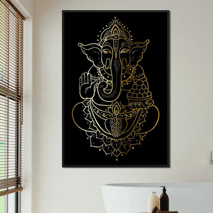 Golden Ganesha Canvas Wall Art