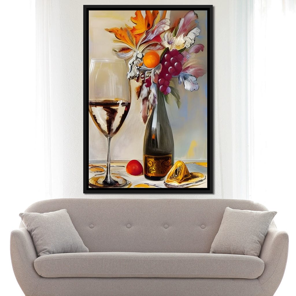Abstract Wine & Flowers 05 Canvas Wall Art
