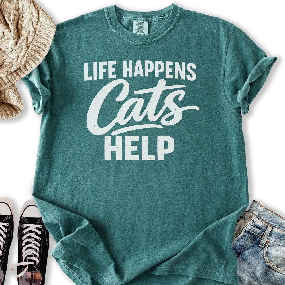 Life Happens Cats Help Relaxed Tee