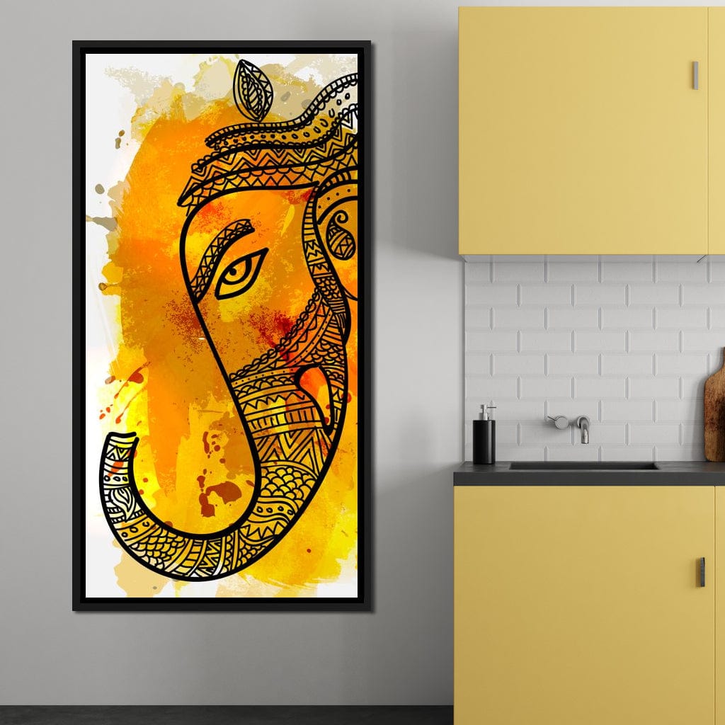 Lord Ganesha in Yellow Canvas Wall Art