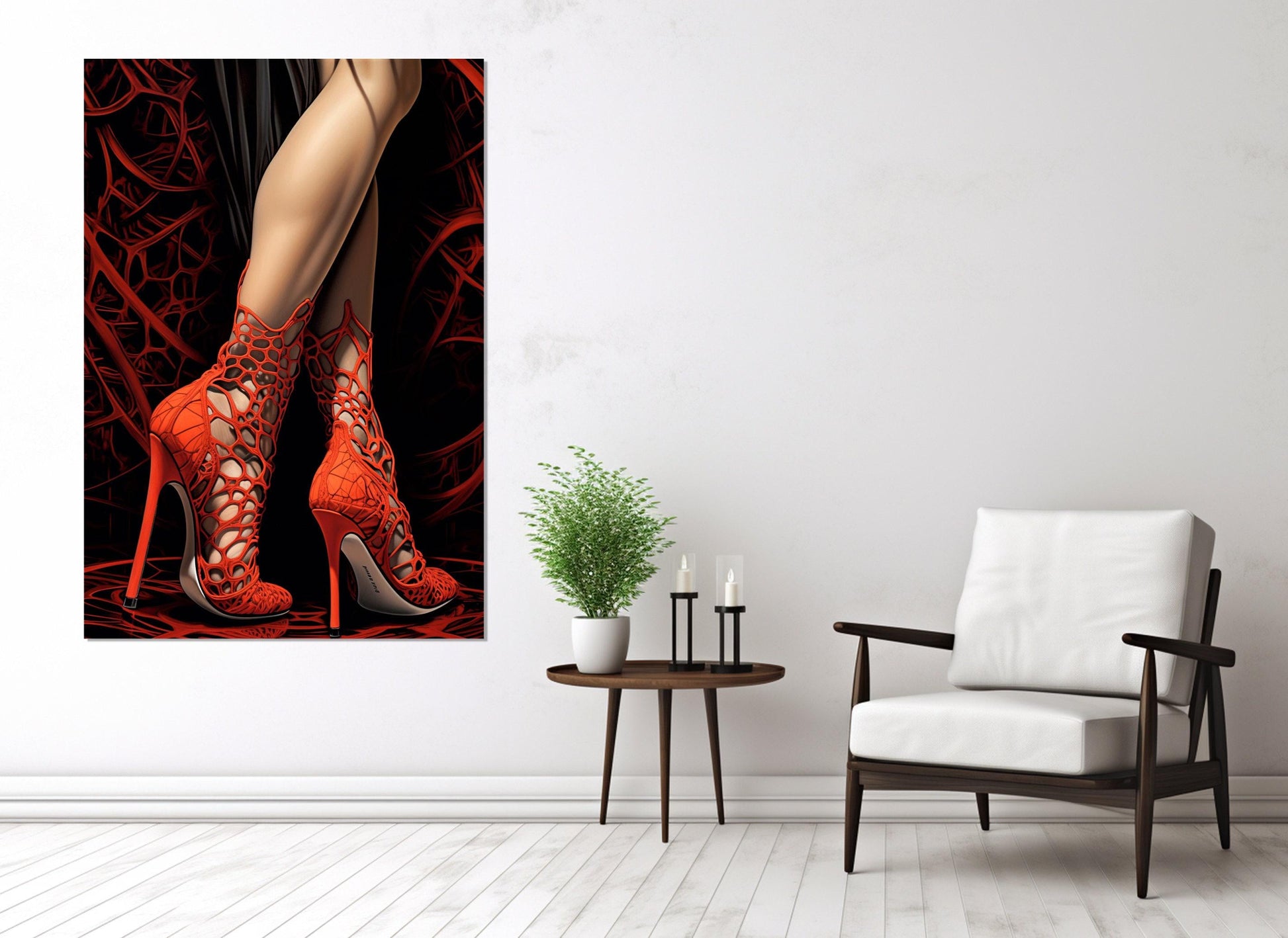 Erotic Wall Art – Sexy Woman Legs Painting on High Heels Canvas Print