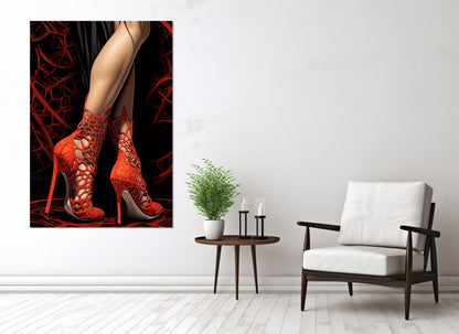 Erotic Wall Art – Sexy Woman Legs Painting on High Heels Canvas Print
