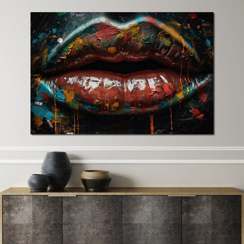 Sensual Women Lips Graffiti Canvas Wall Art