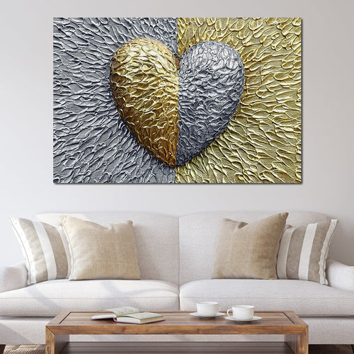 Due Color Heart Canvas Wall Art