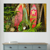 Surfboards in Hawaii Canvas Wall Art