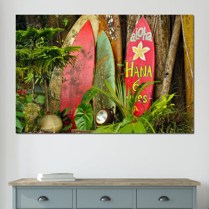 Surfboards in Hawaii Canvas Wall Art