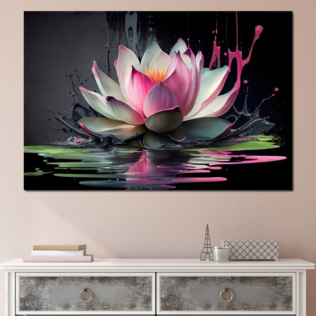 Watercolor Lotus Flower Canvas Wall Art
