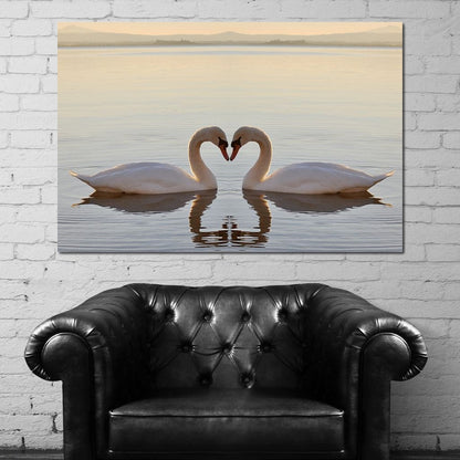 Swans On The Lake Canvas Wall Art