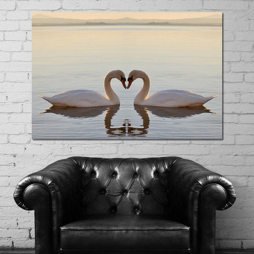 Swans On The Lake Canvas Wall Art