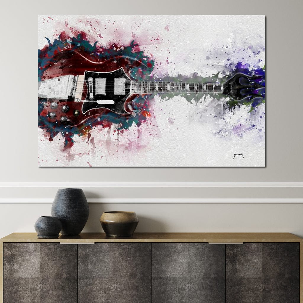 Angus Young's Red Guitar Canvas Wall Art
