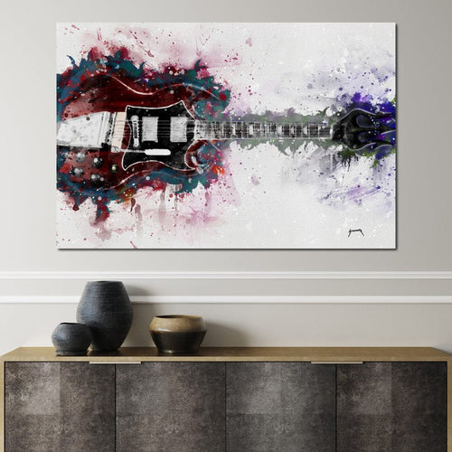 Angus Young's Red Guitar Canvas Wall Art