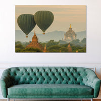Hot Air Balloon over The Ancient Temples of Bagan Canvas Wall Art