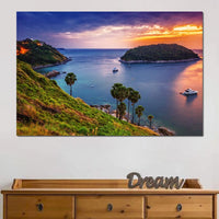 Boats Watching The Sunset Canvas Wall Art