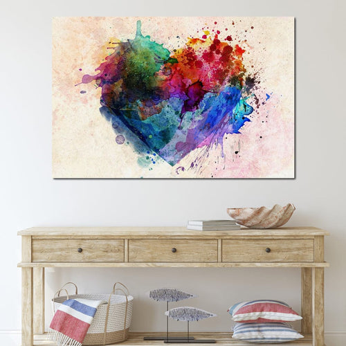 Heart Splash Canvas Wall Art