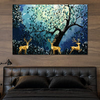 Golden Deers Canvas Wall Art
